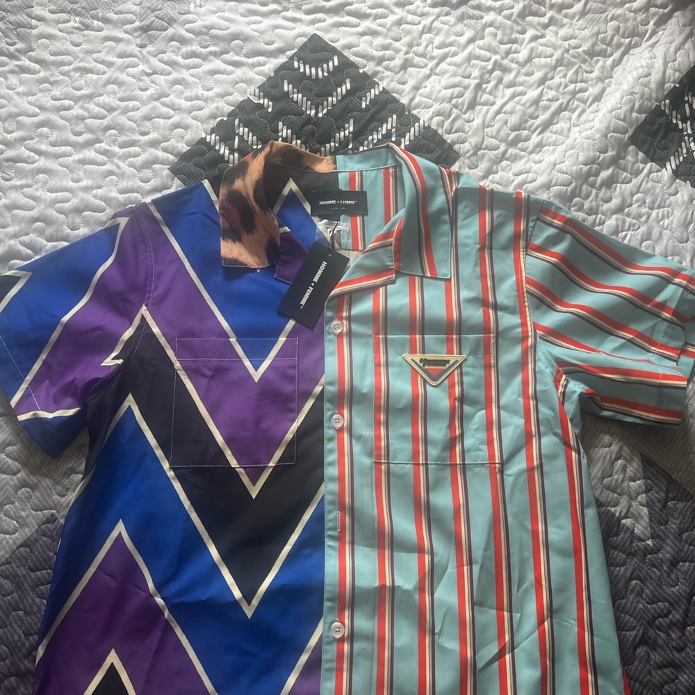 Homme Femme Striped Shirt - Picture 3 of 4